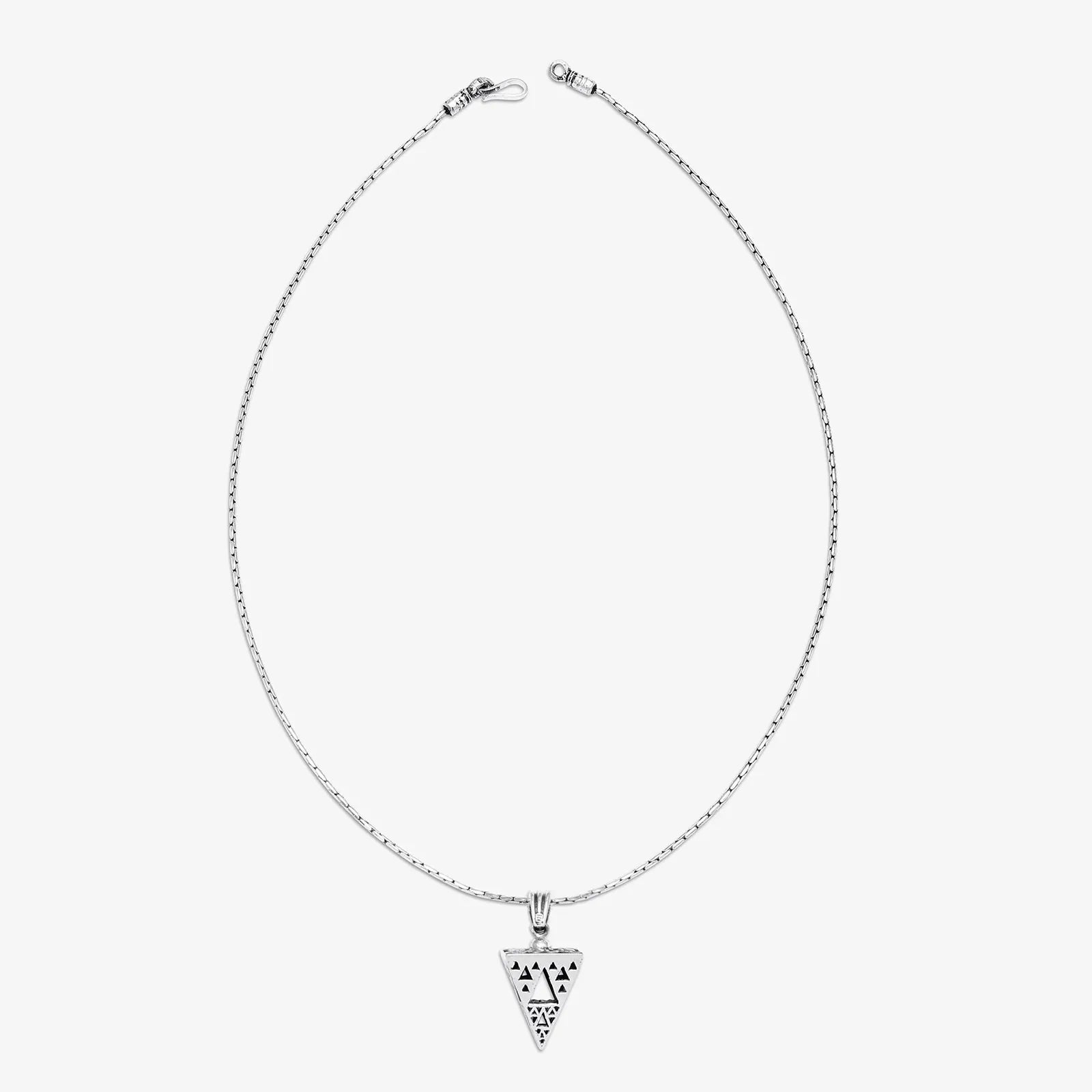 Pyramid Design Triangle Silver Pendant