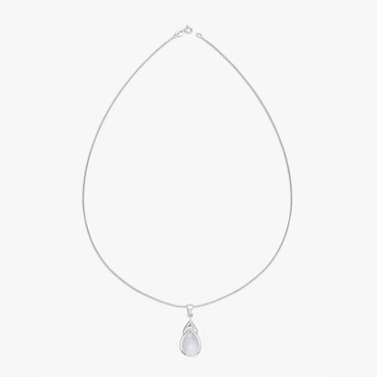 White Drop Leaf Silver Pendant & Earring Set