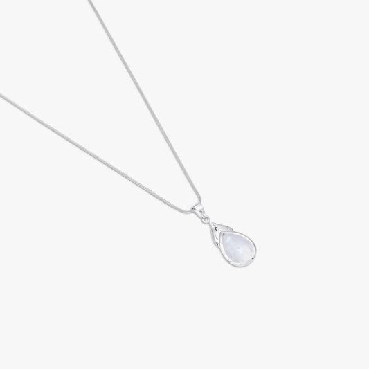 White Drop Leaf Silver Pendant & Earring Set