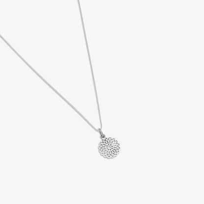 Floral Mandala Design Silver Pendant