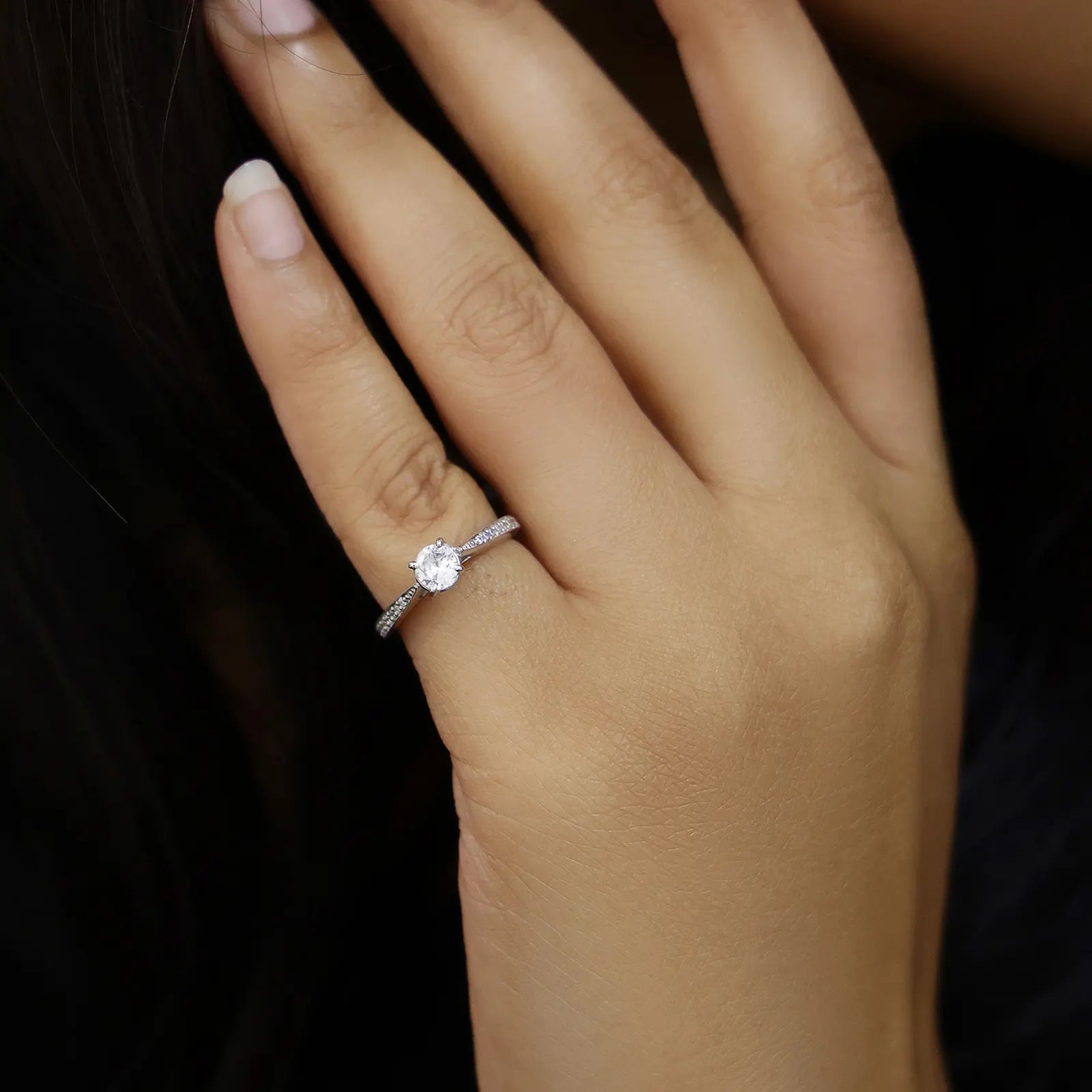 Round Solitaire Silver Ring