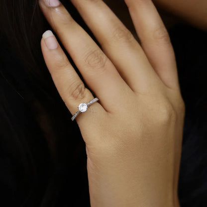 Round Solitaire Silver Ring