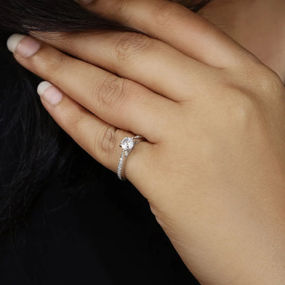 Round Solitaire Silver Ring