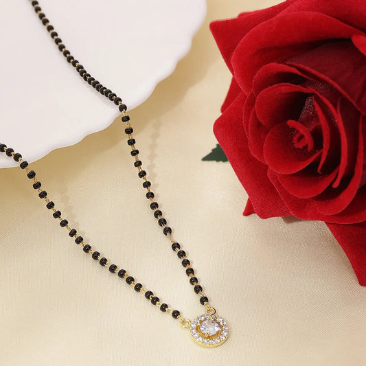 Gold Plated Sterling Silver AD-Studded Mangalsutra