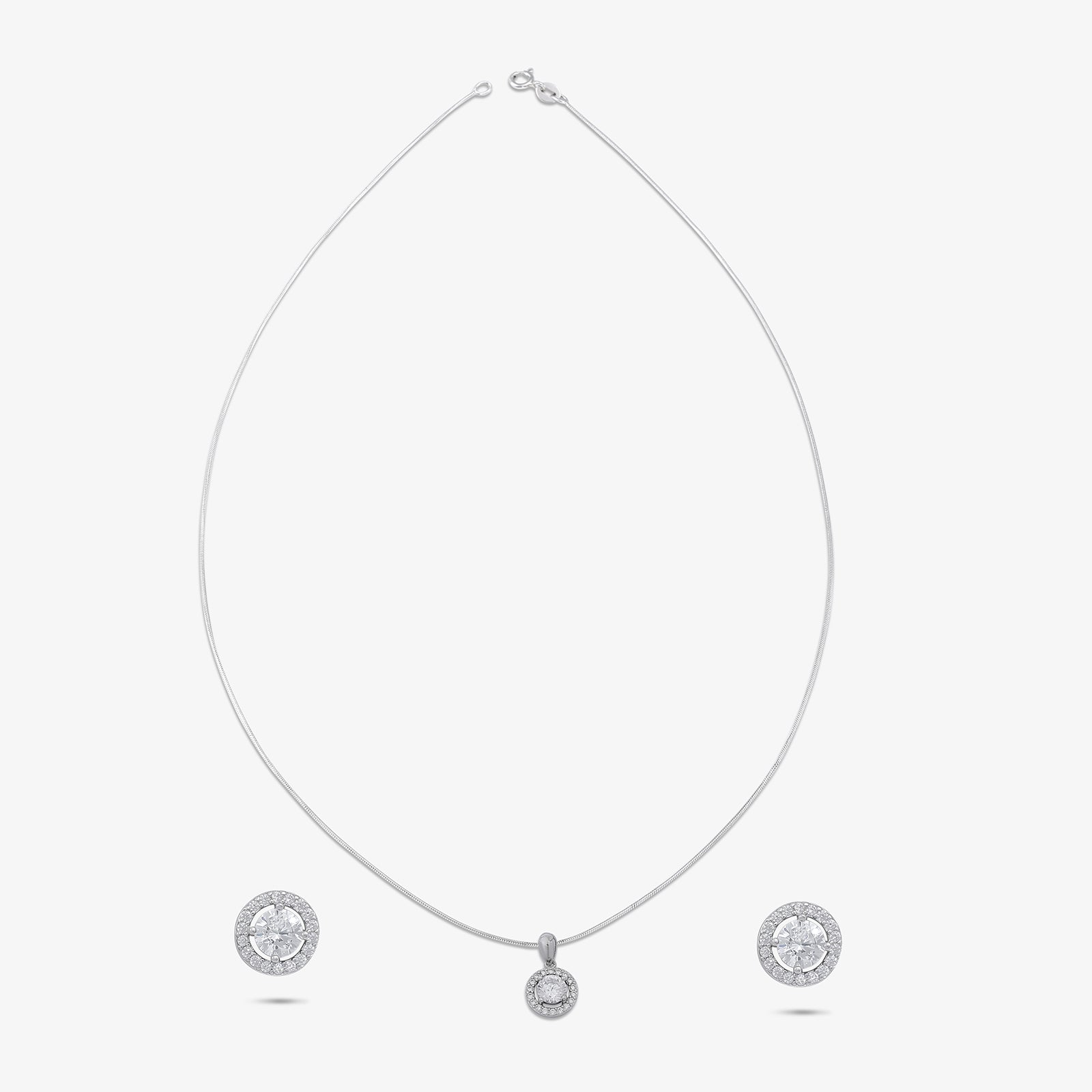 Round Shape Silver Pendant & Earrings Set - Tweov Jewels
