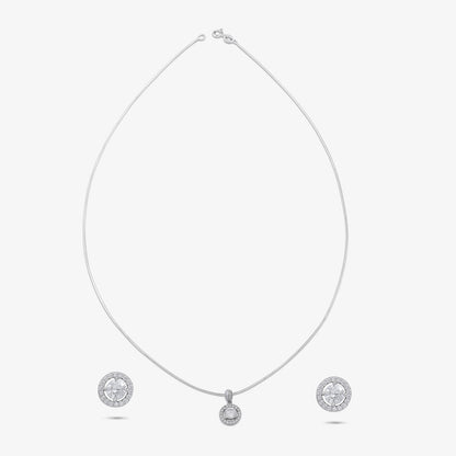 Round Shape Silver Pendant & Earrings Set - Tweov Jewels