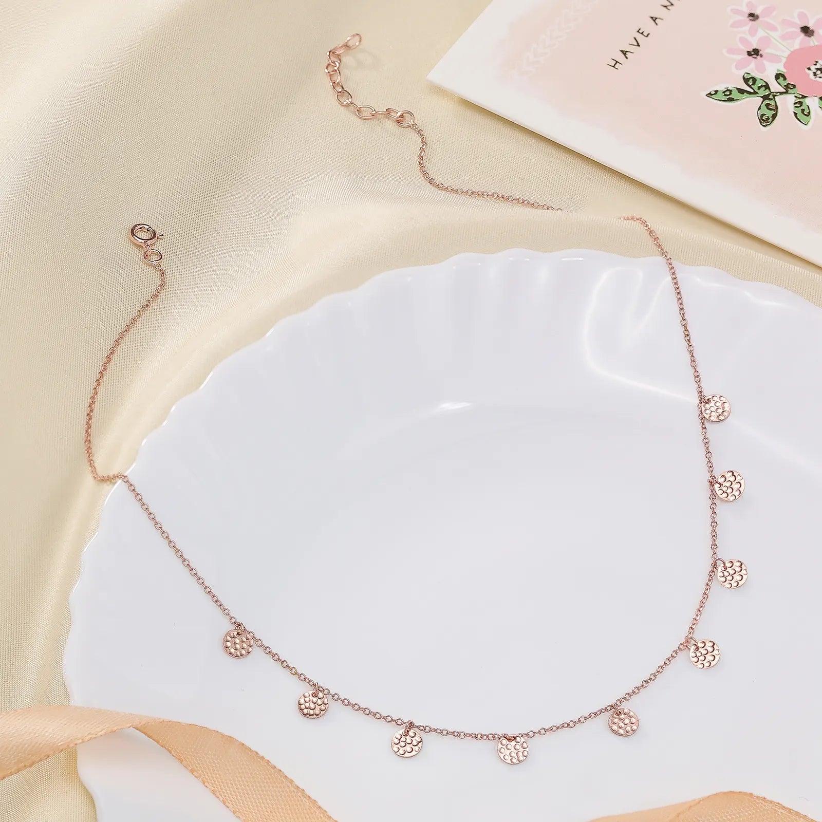 Rose Gold Plated Circular Charm Rope Chain
