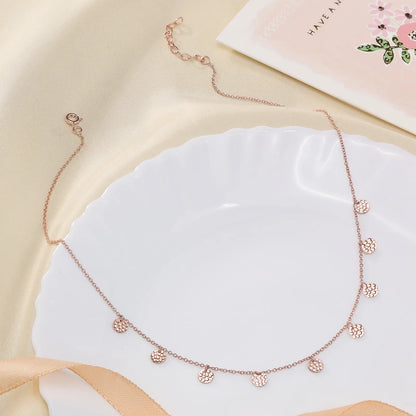 Rose Gold Plated Circular Charm Rope Chain