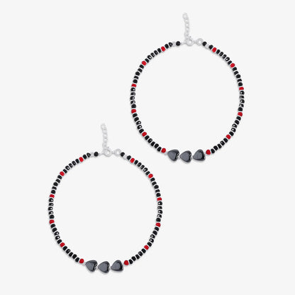 Triple Heart Silver Anklet