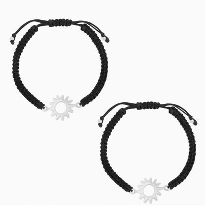 Sun Design Silver Black Thread Anklet