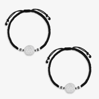 Silver Mandala Black Thread Anklet