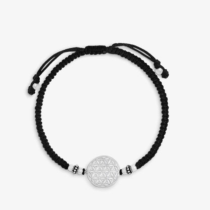Silver Mandala Black Thread Anklet