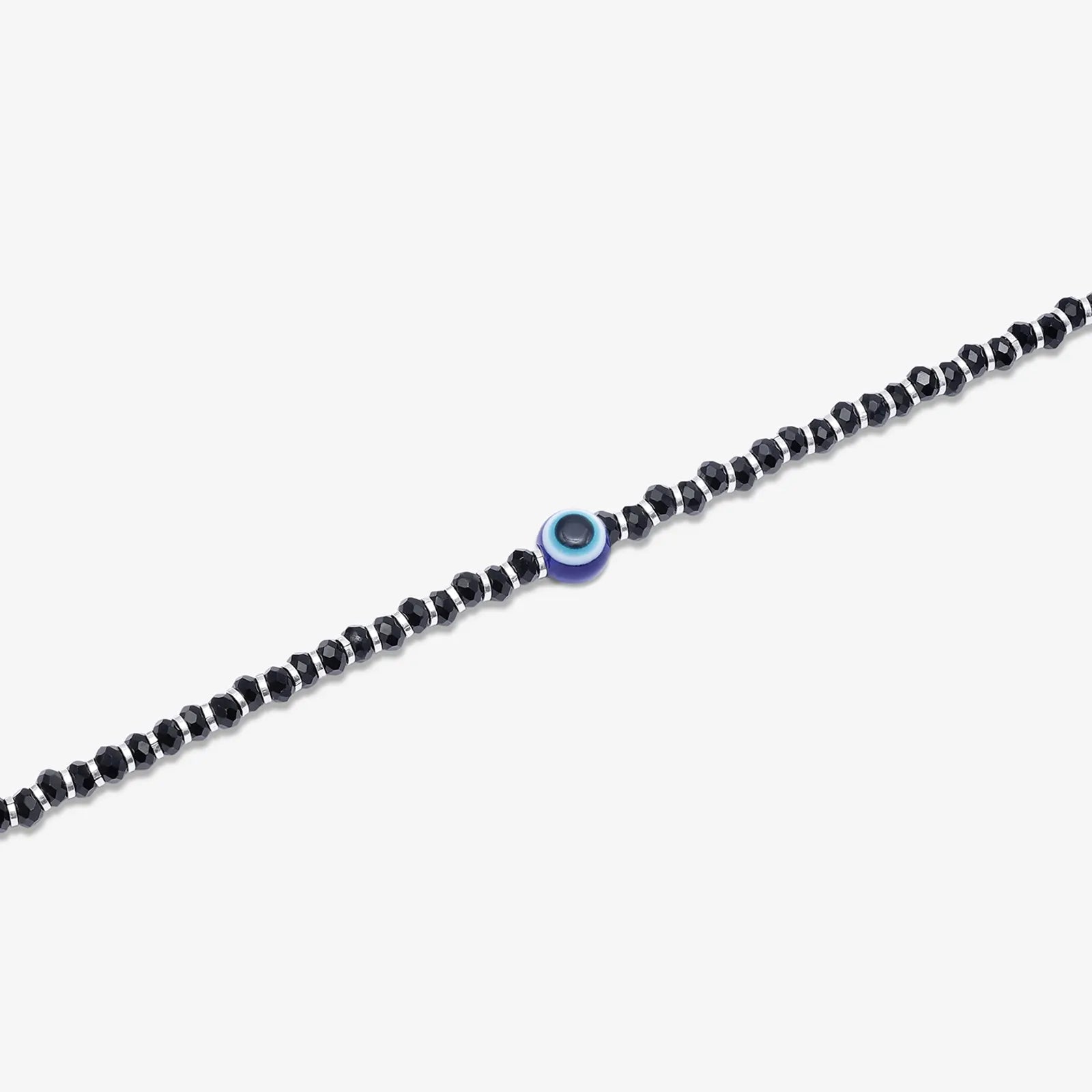 Evil Eye Black Bead Silver Anklet - Tweov Jewels
