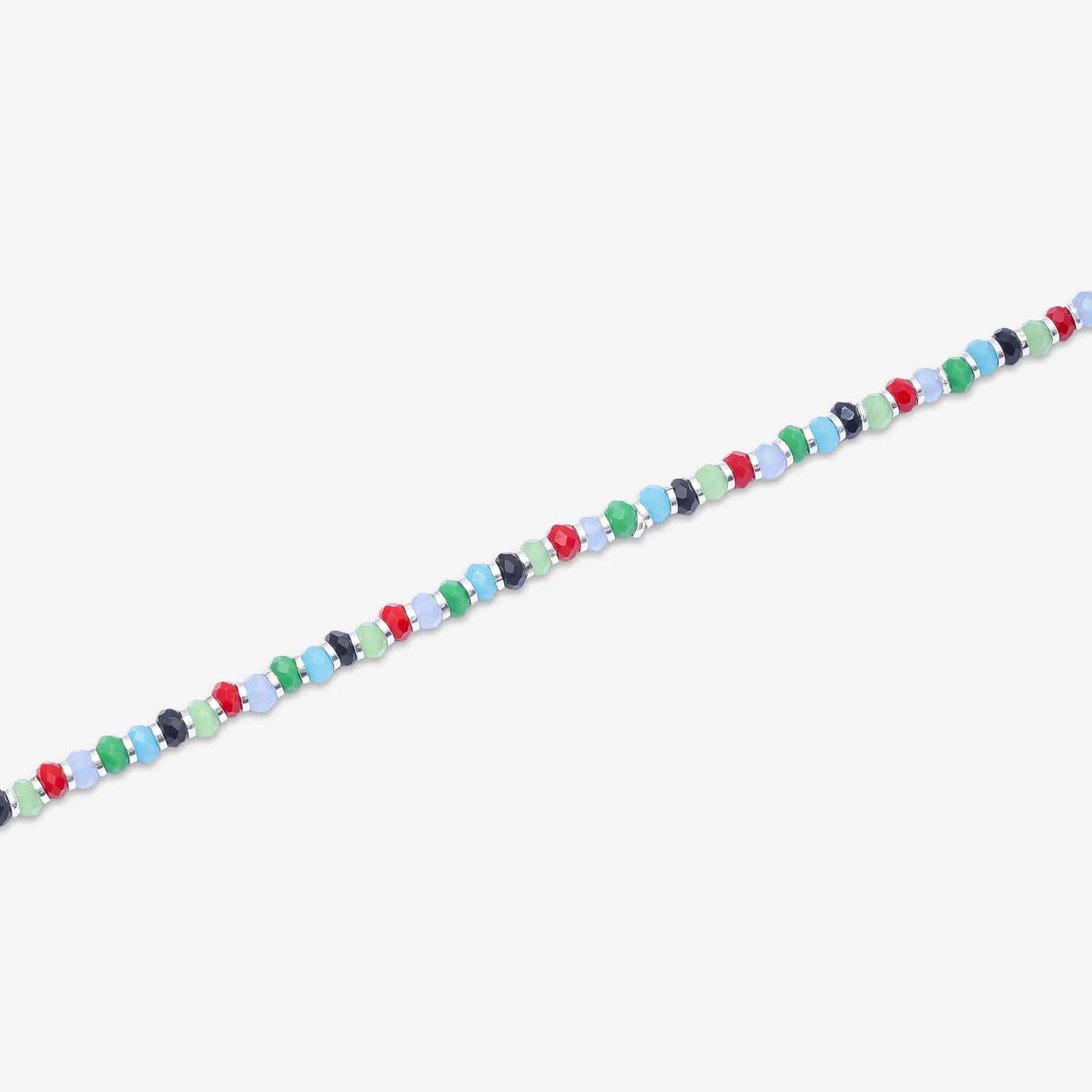 Multicolor Crystal Beads Silver Anklet