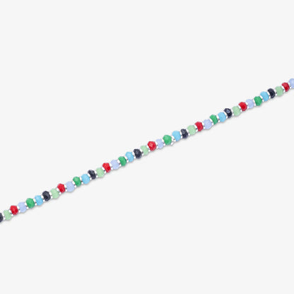 Multicolor Crystal Beads Silver Anklet