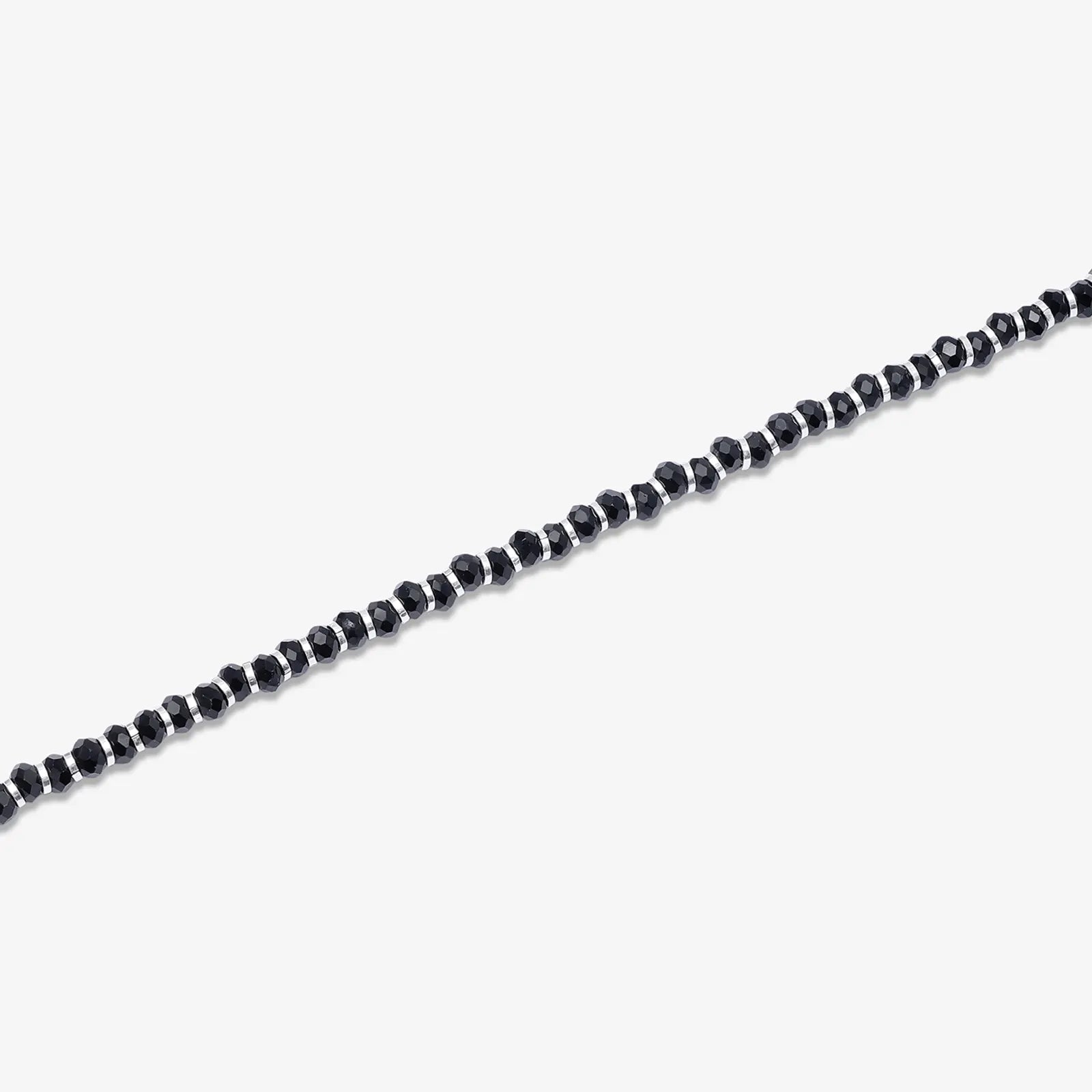 Black Beads Silver Anklet