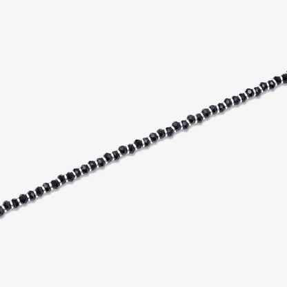 Black Beads Silver Anklet