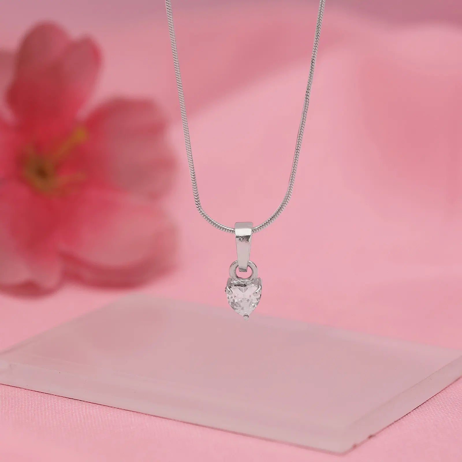 Solitaire Heart Pendant Chain for Women