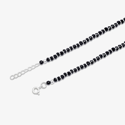 Pearl Charm & Red Black Beads Silver Anklet
