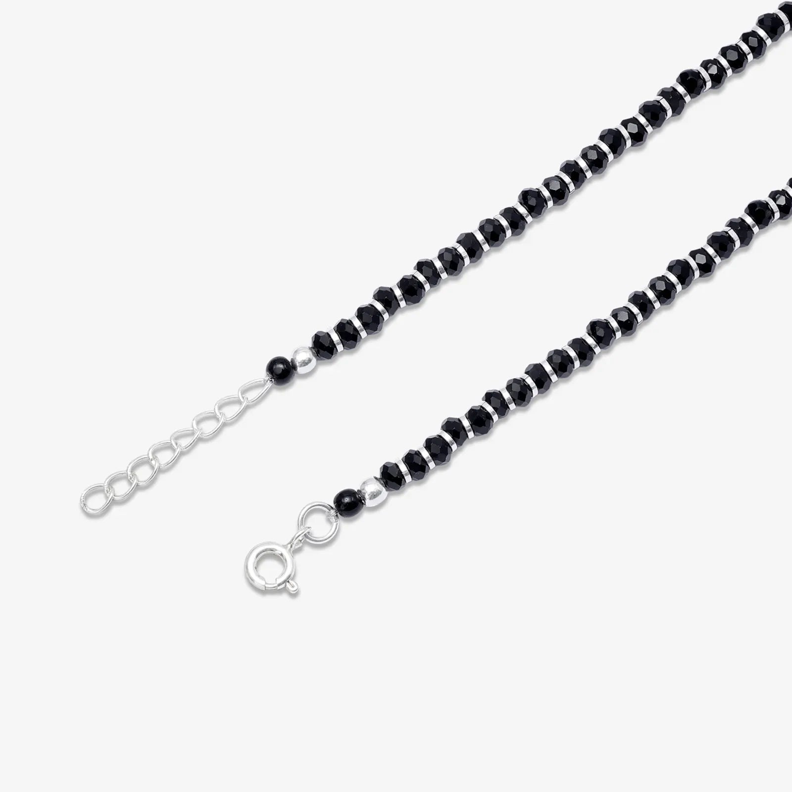 Evil Eye Black Bead Silver Anklet - Tweov Jewels