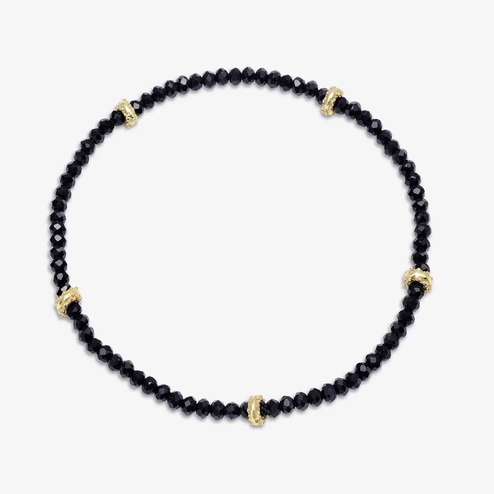 Golden & Black Beads Silver Anklet