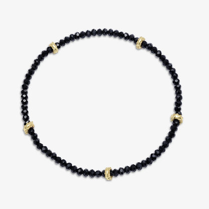Golden & Black Beads Silver Anklet
