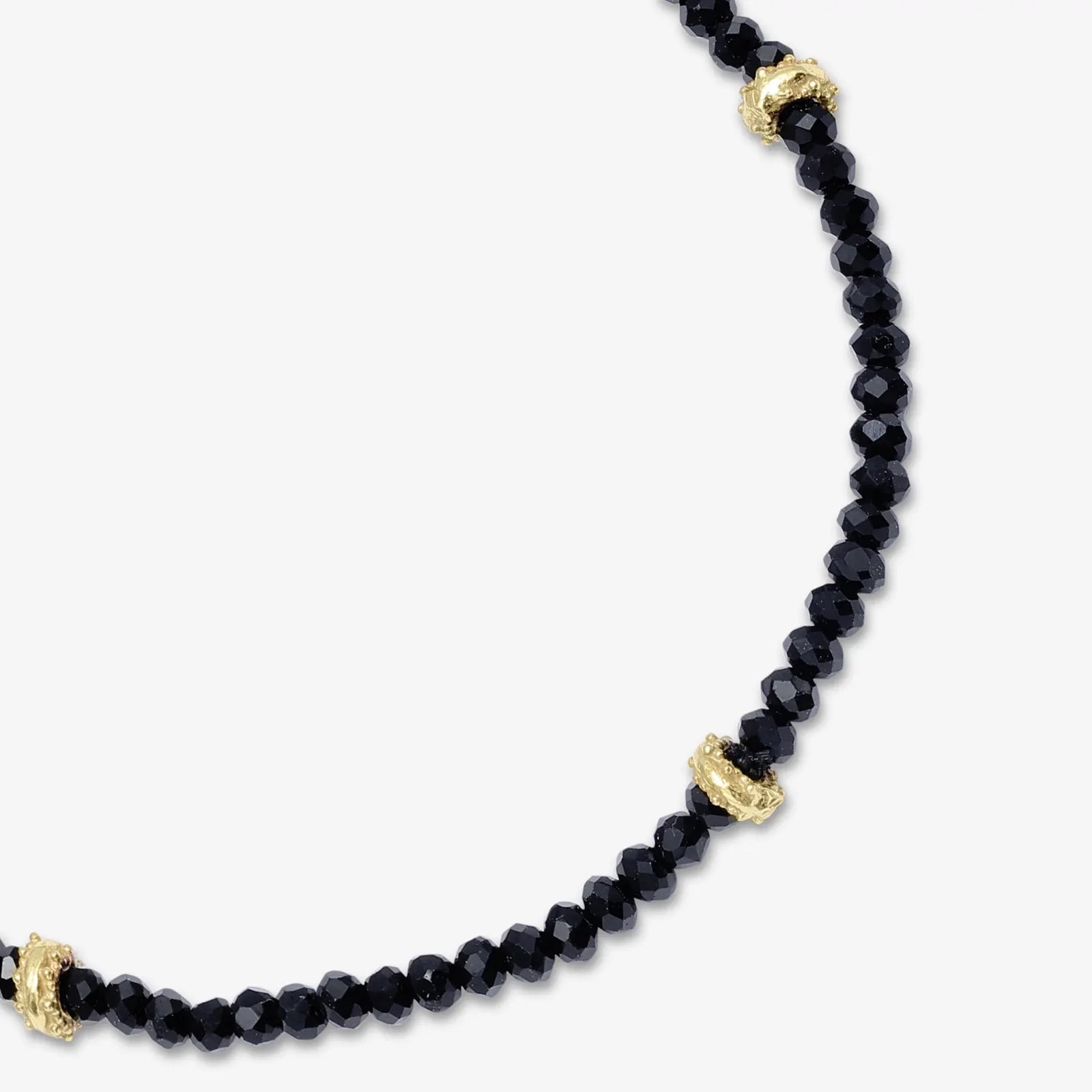 Golden & Black Beads Silver Anklet