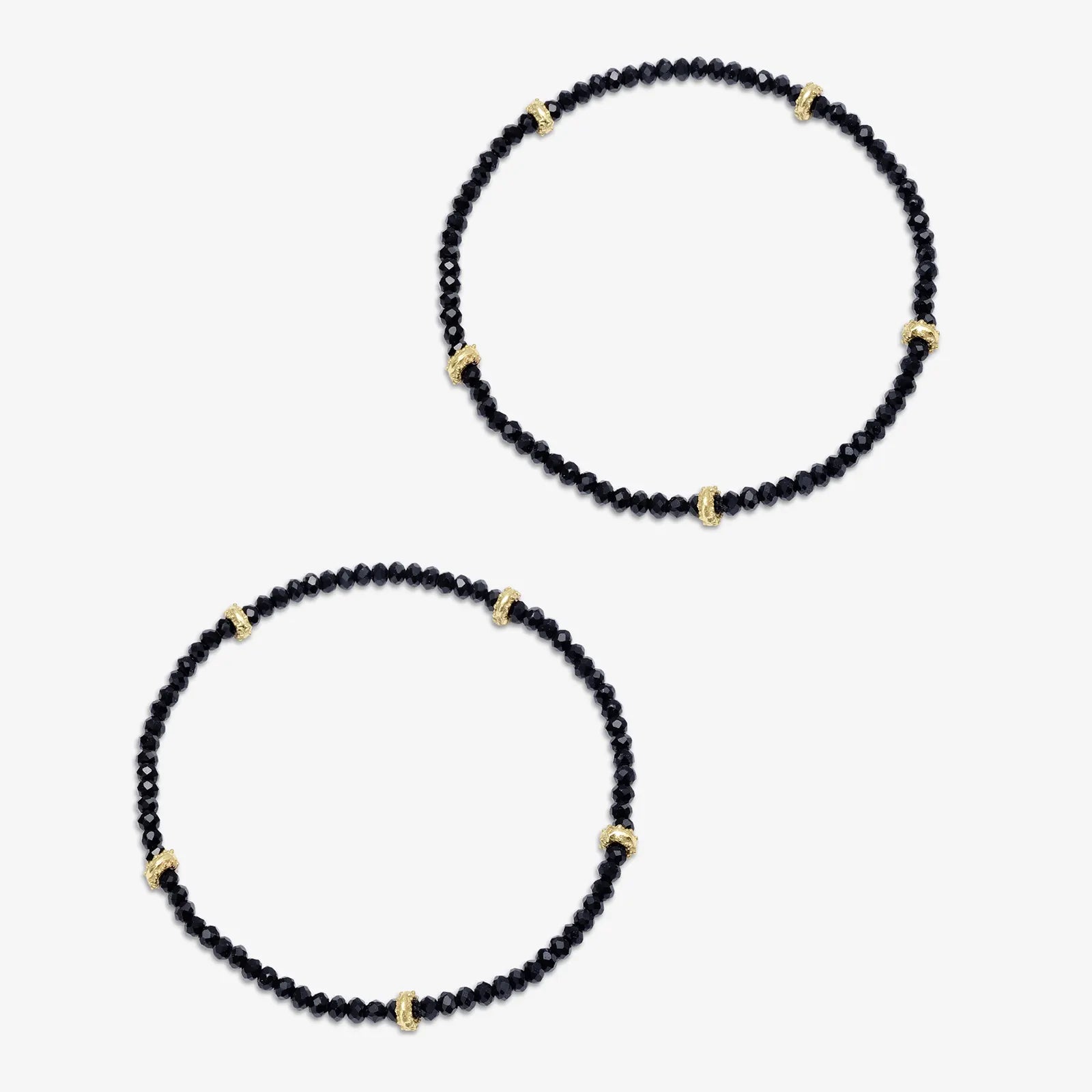 Golden & Black Beads Silver Anklet