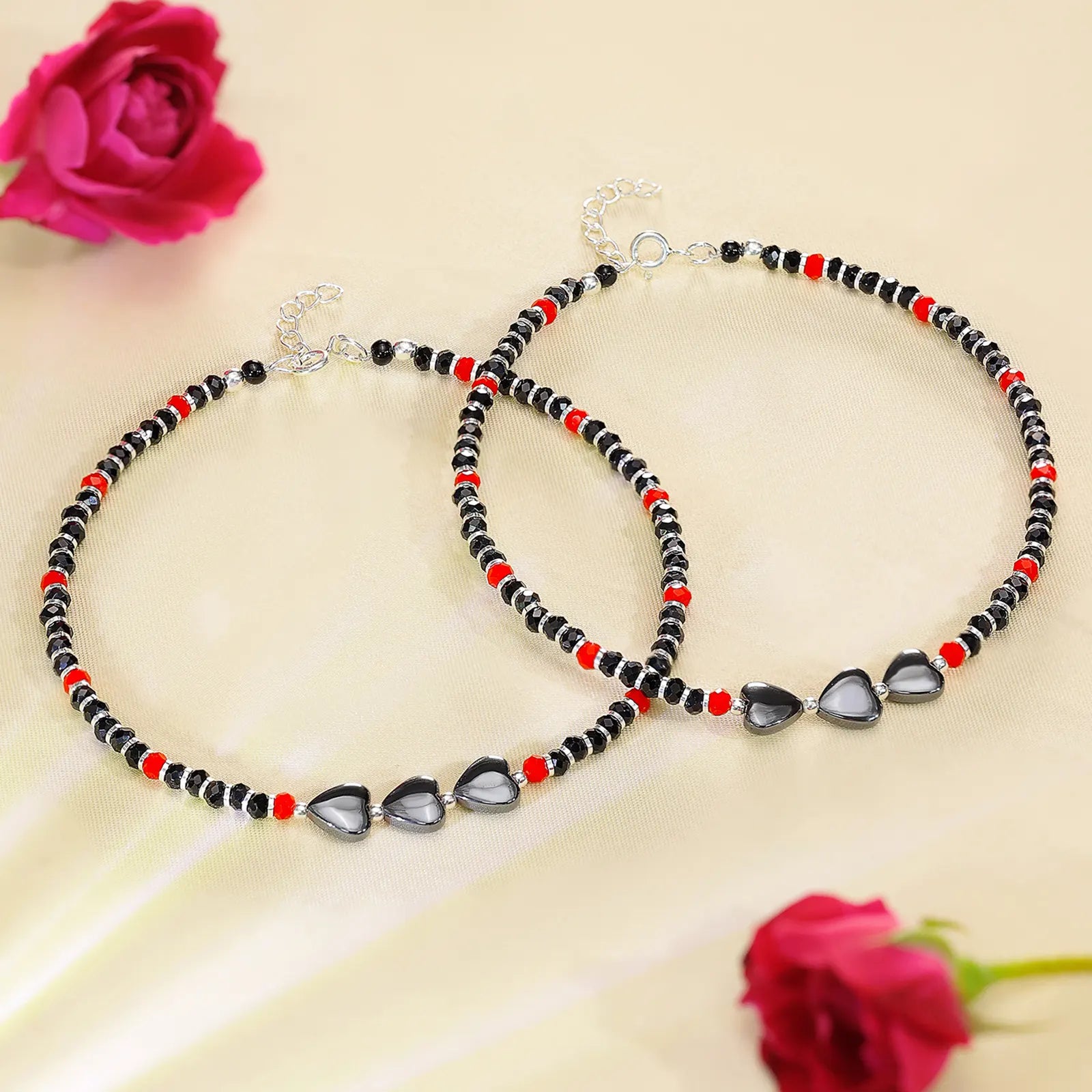 Triple Heart Silver Anklet