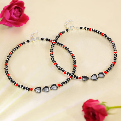 Triple Heart Silver Anklet