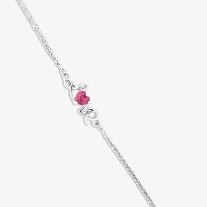 Love With Romantic Red Heart 925 Sterling Silver Bracelet