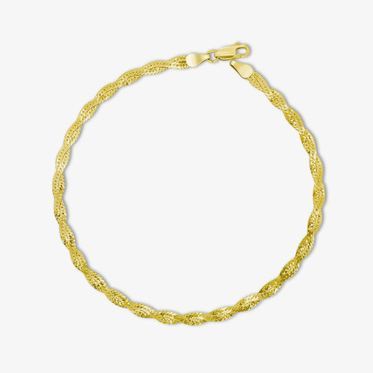 Gold Plated Twisted Silver Snake Chain Anklet - Tweov Jewels