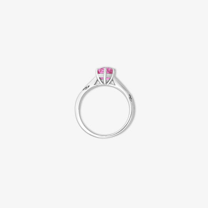 Pink Sapphire Ring for Women- 925 Sterling Silver Rhodium Plated