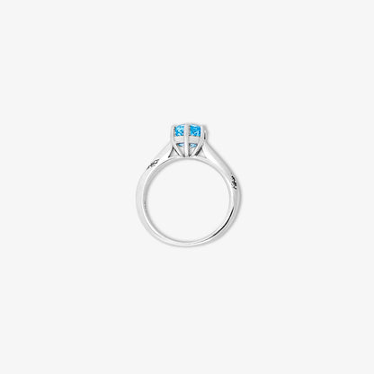 Blue Sapphire Ring For Women - 925 Sterling Silver Rhodium Plated