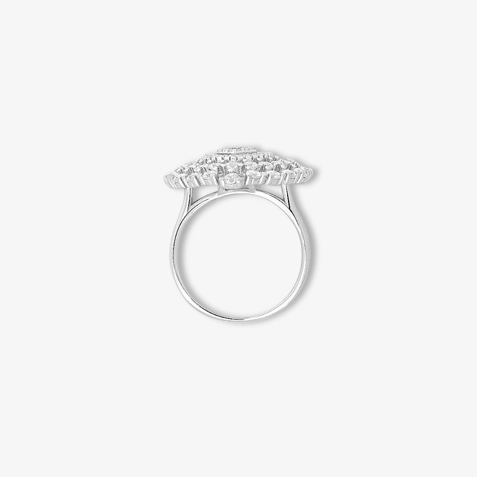 CZ Cluster Ring for Women – 925 Sterling Silver Rhodium-Plated