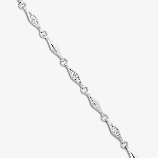 Geometric CZ Bracelet for Women – 925 Sterling Silver Rhodium Plated