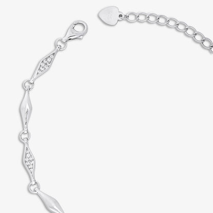 Geometric CZ Bracelet for Women – 925 Sterling Silver Rhodium Plated