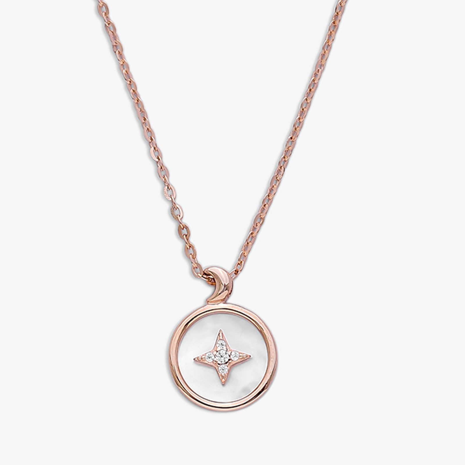 Star Pendant Necklace for Women – 925 Sterling Silver Rose Gold Plated