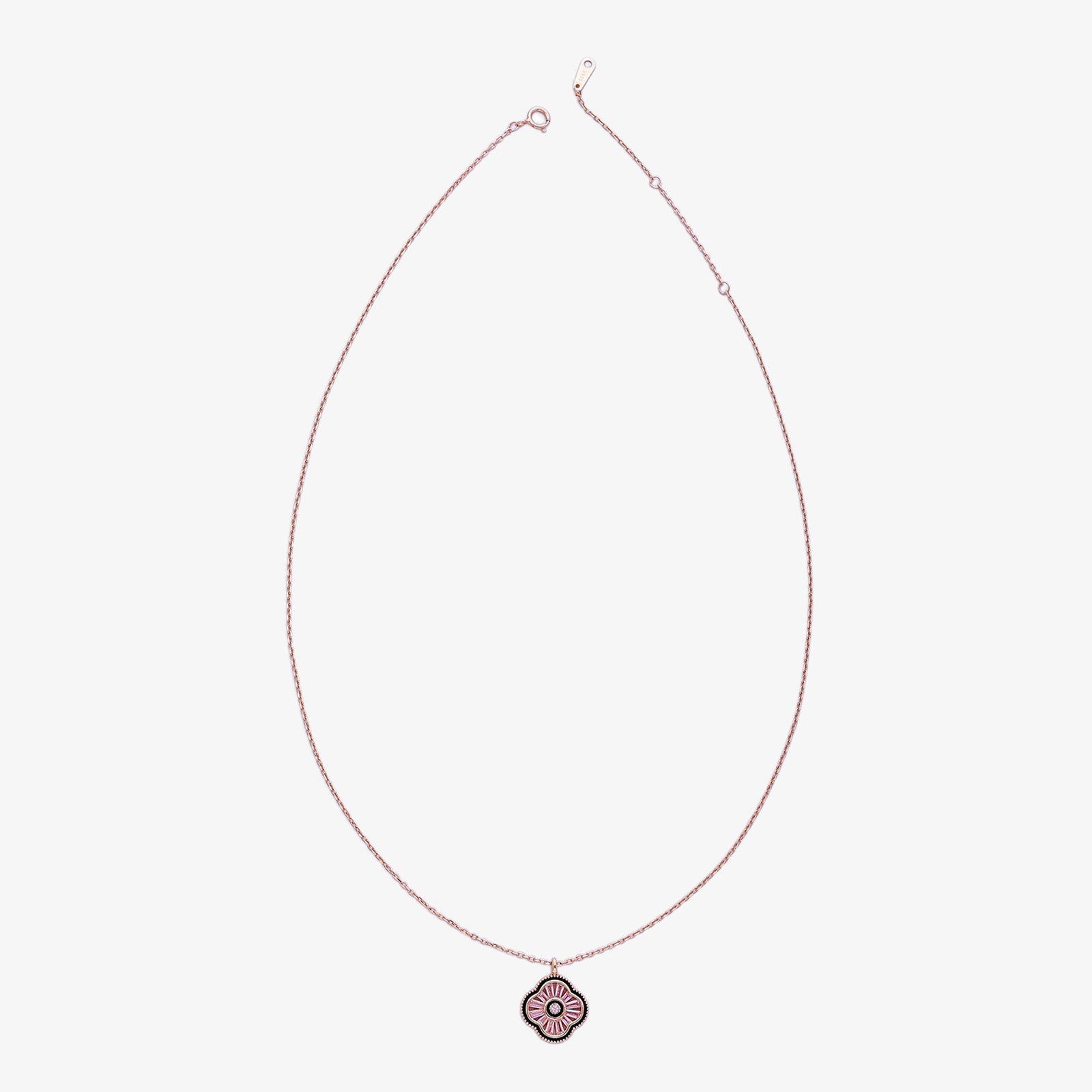 Pink Clover Pendant Necklace for Women – 925 Sterling Silver Rose Gold Plated - Tweov Jewels