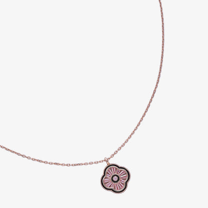 Pink Clover Pendant Necklace for Women – 925 Sterling Silver Rose Gold Plated - Tweov Jewels