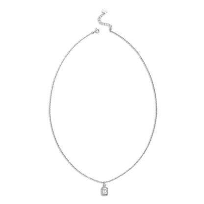 Emerald-Cut Zircon Pendant Necklace for Women – 925 Sterling Silver Rhodium Plated