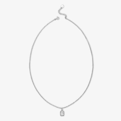 Emerald-Cut Zircon Pendant Necklace for Women – 925 Sterling Silver Rhodium Plated - Tweov Jewels