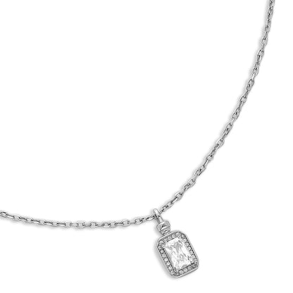 Emerald-Cut Zircon Pendant Necklace for Women – 925 Sterling Silver Rhodium Plated