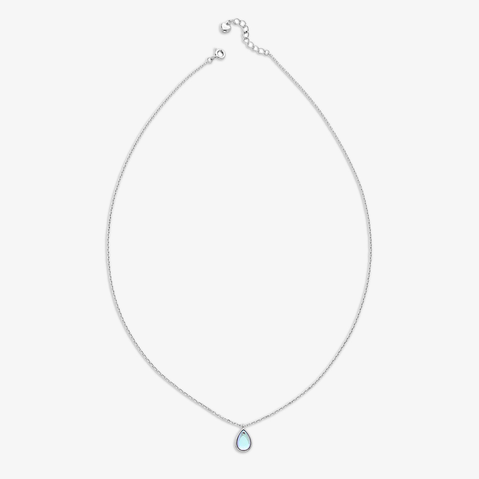 Aqua Pendant Necklace for Women – 925 Sterling Silver Rhodium Plated