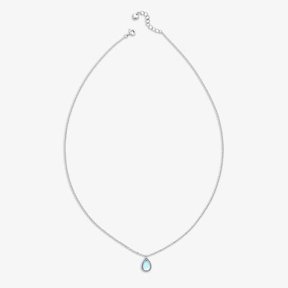 Aqua Pendant Necklace for Women – 925 Sterling Silver Rhodium Plated
