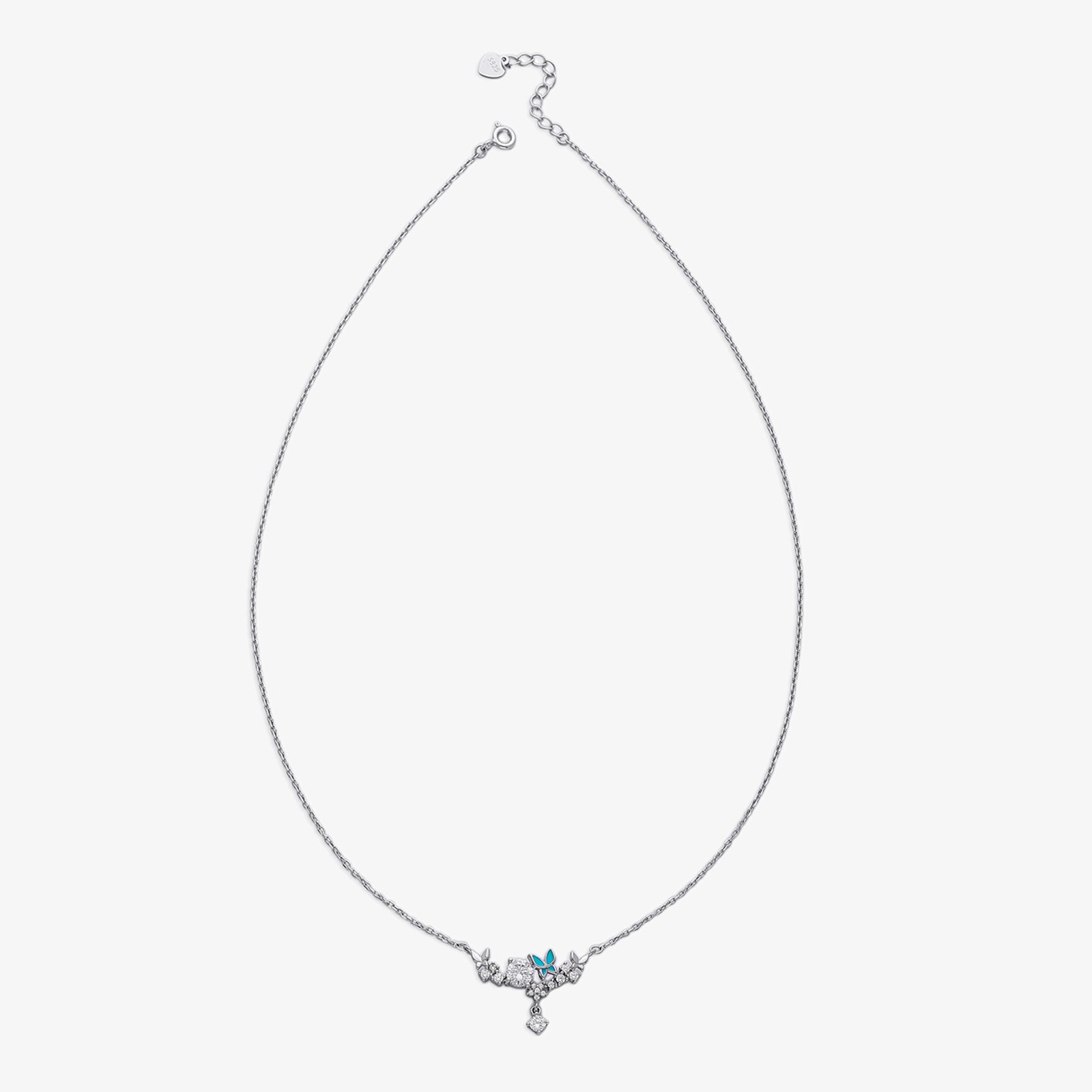 Garden-Themed CZ Necklace for Women – 925 Sterling Silver Rhodium Plated
