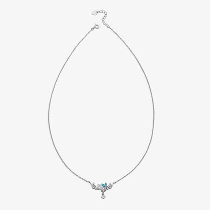 Garden-Themed CZ Necklace for Women – 925 Sterling Silver Rhodium Plated