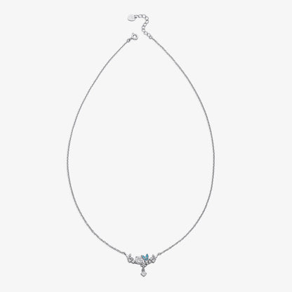 CZ Floral Butterfly Design Silver Necklace