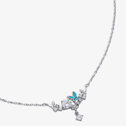 Garden-Themed CZ Necklace for Women – 925 Sterling Silver Rhodium Plated