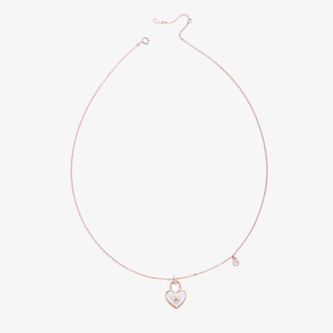 CZ Heart Pendant Necklace for Women – 925 Sterling Silver Rose Gold Plated
